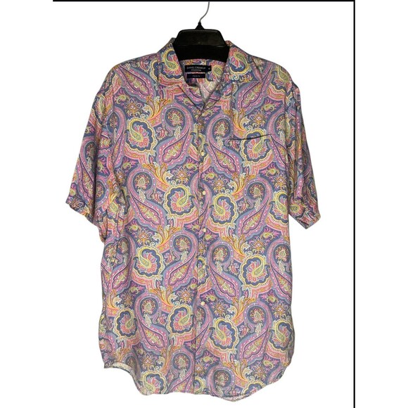 Daniel Cremieux 100% Linen Paisley Short Sleeve Button Up Classic Fit Men’s Med - Picture 1 of 6